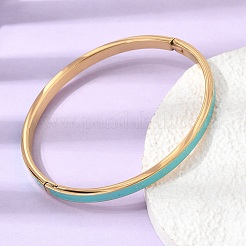 女性用304ステンレススチール製エナメルヒンジ付きカフバングル  イオンプレーティング（ip）  18KGP本金メッキ  ターコイズ  内径：1.97x2.36インチ（5x6cm）&nbsp;SA-CBAC920-15G-01C