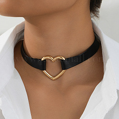Heart Alloy Link Imitation Leather Choker Necklaces for Women&nbsp;FS-WGE663A-01