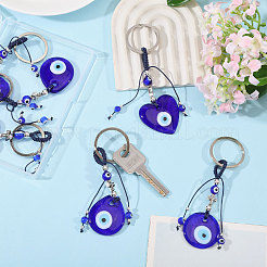 6Pcs 3 Styles Handmade Evil Eye Lampwork Keychains&nbsp;KEYC-CA00011