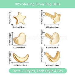 12Pcs 3 Styles Sterling Silver Peg Bails&nbsp;STER-BBC0008-11G