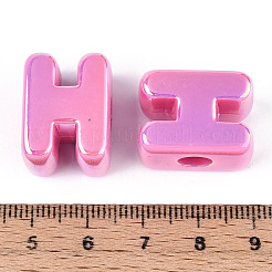 UVメッキ不透明アクリルビーズ  虹色の  文字h  21x16x13.5mm  穴：6mm&nbsp;PACR-ZX018-04H