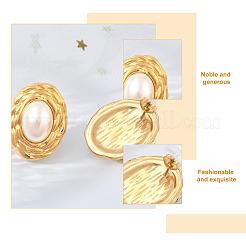 1 Pair ABS Plastic Pearl Oval Stud Earrings&nbsp;EJEW-FI0002-21