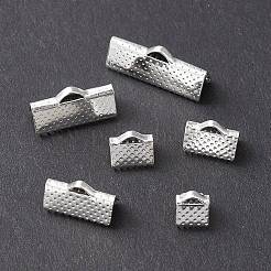 120個6スタイルアイアンリボンクリンプエンド  長方形  銀  6~8x7~20mm  穴：1~2mm  20個/スタイル&nbsp;IFIN-YW0003-22