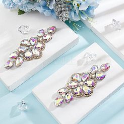 ホットフィックスラインストーンオーナメント2個。  花  diyの衣装  靴  結婚式のためのバッグアクセサリー  パーティー  クリスタルAB  126x49x7mm&nbsp;DIY-FG0003-33