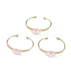Gemstone Coffee Bean Open Cuff Bangle&nbsp;BJEW-G660-01G