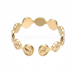 304 Stainless Steel Flat Round Open Cuff Ring&nbsp;RJEW-T023-65G