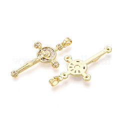 Religion Brass Micro Pave Cubic Zirconia Pendants&nbsp;KK-T073-47G