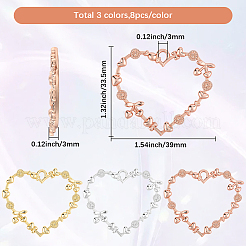 24Pcs 3 Colors Rack Plating Alloy Open Back Bezel Pendants&nbsp;FIND-SC0019-24