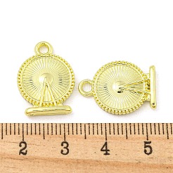 ラックメッキ合金ペンダント  ノリア付きラウンド  ゴールドカラー  19x14x3mm  穴：2mm&nbsp;FIND-M022-03G