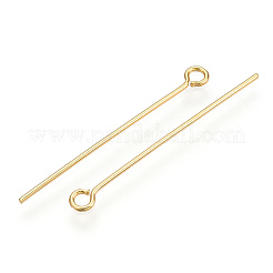 真鍮製9ピン  長持ちメッキ  本金メッキ  ニッケルフリー  18KGP本金メッキ  21ゲージ  35mm  穴：2mm  ピン：0.7mm&nbsp;KK-G331-09-0.7x35