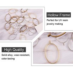 Rack Plating Alloy Open Back Bezel Pendants&nbsp;PALLOY-OC0001-11