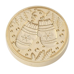 クリスマスシリーズ ワックスシーリング 真鍮スタンプヘッド  ワックスシーリングスタンプ用  ゴールドカラー  手袋  25x14mm  内径：7.5mm&nbsp;LS-AJEW-M037-01G-13