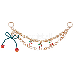 1Pc Zinc Alloy with Resin and PU Leather Dark Red Cherry Purse Decorative Chains&nbsp;AJEW-SC0002-99B