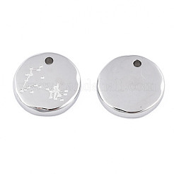 変色しない316サージカルステンレススチールチャーム  星座とフラットラウンド  ステンレス鋼色  魚座  10x2mm  穴：1mm&nbsp;STAS-S116-418L-P