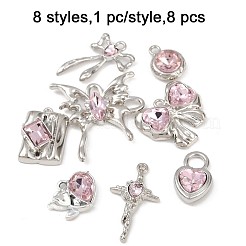 8Pcs 8 Styles Rack Plating Alloy Glass Pendants&nbsp;FIND-FP0002-94