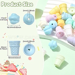 60 個 2 スタイル不透明なアクリル ビーズ  模造食品  アイスクリームコーンとコンク貝  ミックスカラー  17~20x16~16.5mm  穴：2mm  5個/カラー  30個/スタイル&nbsp;SACR-CJ0001-86