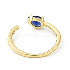 Blue Cubic Zirconia Teardrop Open Cuff Ring&nbsp;RJEW-H120-05G