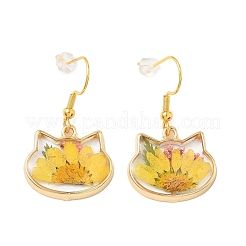 Alloy & Dried Flower Dangle Earrings&nbsp;EJEW-Z169-01G-02