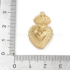 304ステンレスペンダント  神聖な心のチャーム  ゴールドカラー  27x17x2.5mm  穴：1.6mm&nbsp;STAS-P390-02D-G