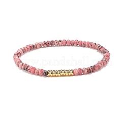 天然マレーシアジェイド（染色）ロンデルビーズストレッチブレスレット、真鍮製  女性のためのアクセサリー用原石のアクセサリー  ミックスカラー  内径：2-1/4インチ（5.6cm）&nbsp;BJEW-JB07967