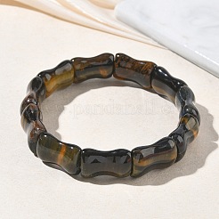 Bamboo Natural Blue Tiger Eye Beads Stretch Bracelets for Women Men&nbsp;BJEW-K304-01J