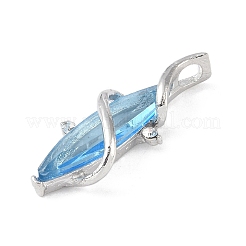 合金ペンダント  ガラスと  馬の目  ライトスカイブルー  32x7x12mm  穴：3x4mm&nbsp;FIND-M015-02P-01