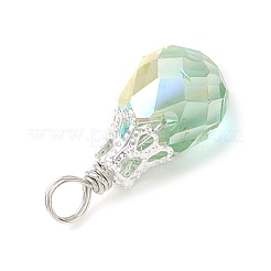 8 個 4 色電気メッキガラスペンダント  ティアドロップ  銅線と  多面カット  ミックスカラー  17.5x7.5mm  穴：3.3mm  2個/カラー&nbsp;PALLOY-JF03958