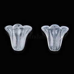 透明ガラスビーズ  花  ライトシアン  10x10.5x5.5mm  穴：1mm&nbsp;GLAA-TAC0012-19A