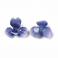 プラスチックビーズ  花  スレートブルー  17x18x7mm  穴：0.8mm&nbsp;X-KY-N015-028