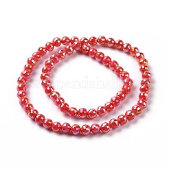 電気メッキガラスビーズセット  ABカラーメッキ  ファセット（96ファセット）  ラウンド  レッド  7~8mm  穴：1.2~1.5mm  約68~70個/連  18.90''（48センチメートル）&nbsp;X-GLAA-E036-14D
