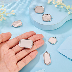 6Pcs 6 Styles 304 Stainless Steel Pendant Cabochon Settings&nbsp;STAS-TA0005-71P