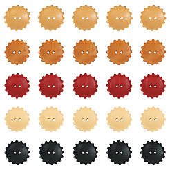 60Pcs 5 Styles Spray Painted Natural Wood Buttons&nbsp;WOOD-TA0002-91