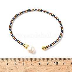 スチールワイヤーリング、銅製バックル、プラスチックパールのバングル  ラックめっき  ミックスカラー  0.25cm  内径：62x57&nbsp;BJEW-S177-01