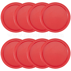 プラスチック製エアホッケーパック8個  フラットラウンド  レッド  63.5~64x3.8mm&nbsp;AJEW-CN0006-58
