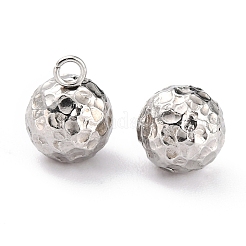 変色しにくい304ステンレススチールチャーム  ラウンド  テクスチャ  ステンレス鋼色  10.8x8mm  穴：1.8mm&nbsp;LS-STAS-O147-03C-P
