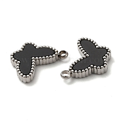 304ステンレスペンダント  合成マラカイト、アクリル、シェル付き  バタフライチャーム  ステンレス鋼色  11x15x3mm  穴：1.8mm&nbsp;STAS-A079-04P