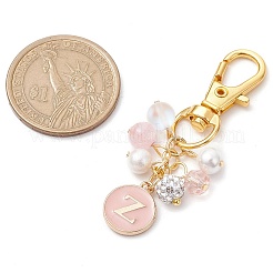 26Pcs 26 Styles Flat Round with Letter A~Z Alloy Enamel Pendant Decorations&nbsp;HJEW-JM02515