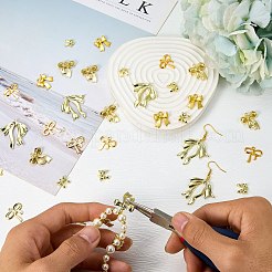 60 個 9 スタイルラックメッキ合金ペンダント  ちょう結びのチャーム  ゴールドカラー  11~31.5x9.5~30.5x1~4.5mm  穴：1.5~2.5mm  6~12個/スタイル&nbsp;FIND-SZ0003-93