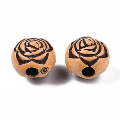 模造ウッドアクリルビーズ  花バラ  ペルー  10mm  穴：3mm  約1000個/500g&nbsp;SACR-S031-05