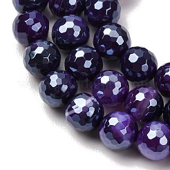 Electroplated Natural Agate Beads Strands&nbsp;G-B191-A07-8mm-10