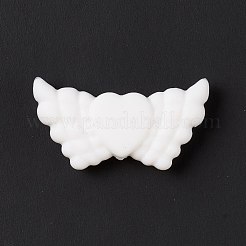 シリコーン焦点ビーズ  翼とハート  ホワイト  19x38x8mm  穴：3mm&nbsp;SIL-G003-A03