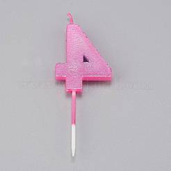 パラフィンキャンドル  数形の無煙キャンドル  結婚式のための装飾  誕生日パーティー  多面カット  ショッキングピンク  NUM。4  4：94.5x32x7mm&nbsp;DIY-K028-C-04