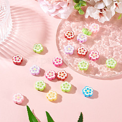 UVメッキプリント不透明アクリルビーズ20個  虹色の  花  ミックスカラー  17x18x6.5mm  穴：2.5mm&nbsp;OACR-TADJ0001-06
