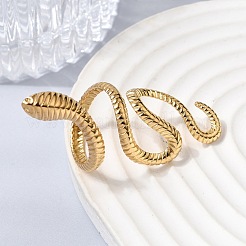 Snake 304 Stainless Steel Cuff Rings for Women&nbsp;RJEW-A091-15G