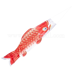 日本の鯉吹流しストリーマー魚の旗  家の屋外の掛かる装飾  レッド  92cm&nbsp;HJEW-WH0008-33