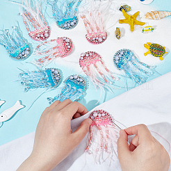 4Pcs 2 Colors Jellyfish Handmade Beaded Appliques&nbsp;PATC-GA0001-12