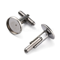 変色しにくい304ステンレススチール製のカフスボタン  アパレルアクセサリのカフスボタンパーツ  ステンレス鋼色  トレイ：20mm  19x22x22mm&nbsp;STAS-Z015-33H