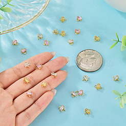 24Pcs 3 Colors Brass Pave Cubic Zirconia Rectangle Connector Charms&nbsp;KK-TA0009-18