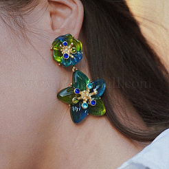 Flower Alloy Dangle Stud Earrings&nbsp;FS-WG290B5-01