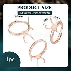 1Pc Rhodium Plated 925 Sterling Silver Adjustable Ring Findings&nbsp;STER-BC0002-39B